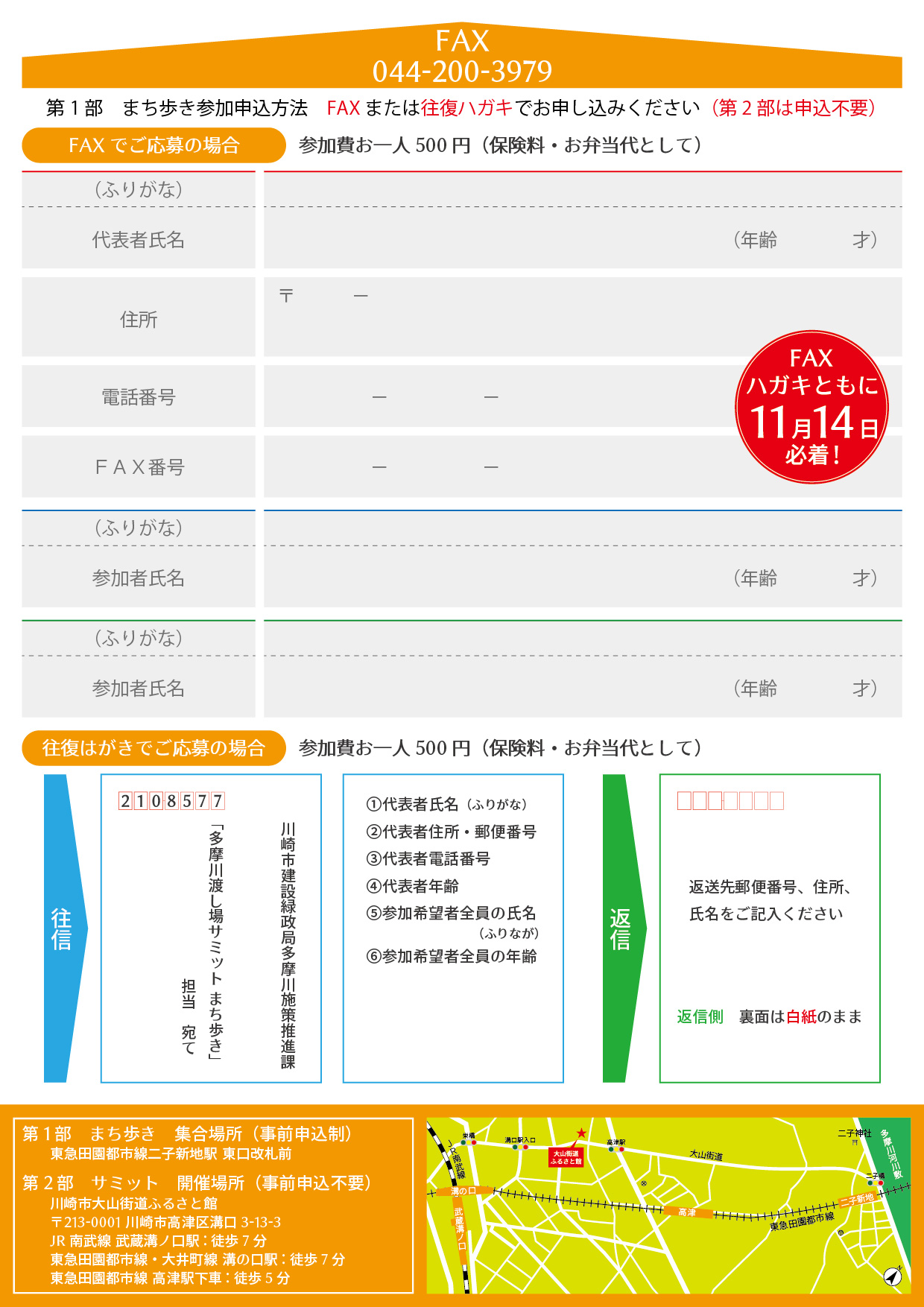 多摩川渡し場サミット チラシ裏